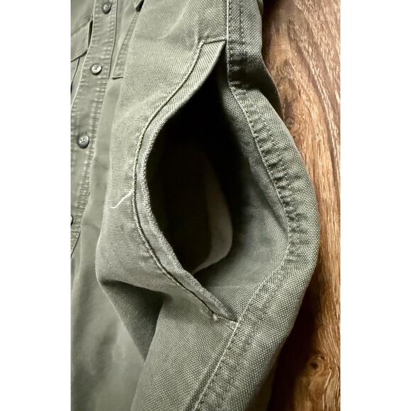 Cabela's Mens Sherpa Fleece Lined Canvas Shacket Large Olive Green Jacket EUC - Picture 6 of 14